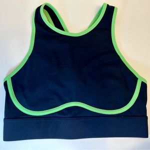Fabletics Blare Cross Back Medium Impact Black Neon Green Sports Bra M
